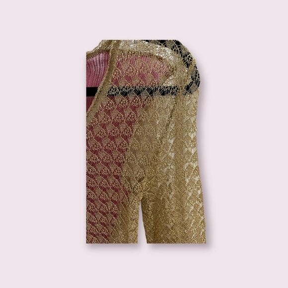 Dolce & Gabbana Metallic Crochet Cardigan with Pink Back Panel - Picture 4 of 5